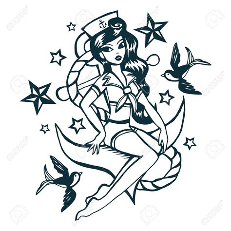 Tattoo Pin Up Girl Coloring Pages For Adults Coloring Page