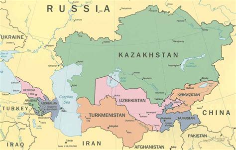 Central Asia Maps Caucasus Kazakhstan Uzbekistan Turkmenistan