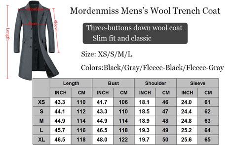 Men S Overcoat Size Chart