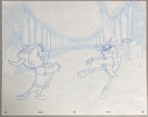 Bugs Bunny Vs Elmer Fudd At Opera Looney Tunes Blue Pencil Art