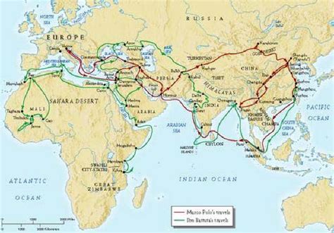 The Travel Routes Of Marco Polo And Ibn Battuta Ap World History