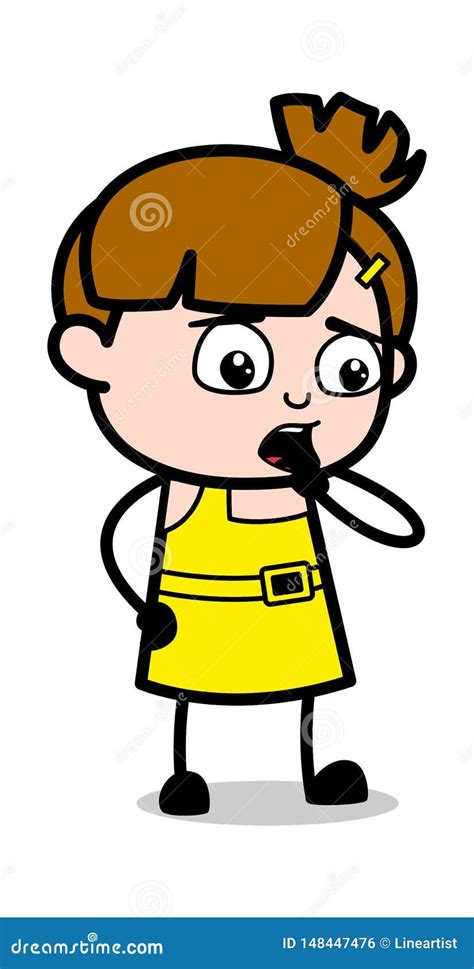 Shocked Cute Girl Cartoon Character Vector Illustration Stock