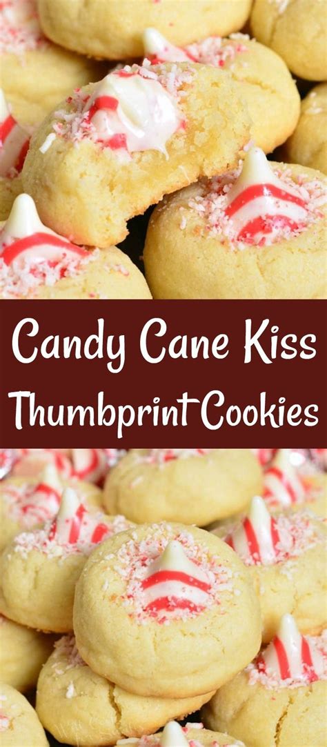 Candy Cane Kiss Thumbprint Cookies Cookies Recipes Christmas