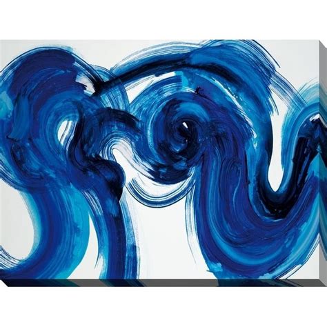 An Abstract Painting With Blue Swirls On White Paper In A Gold Framed