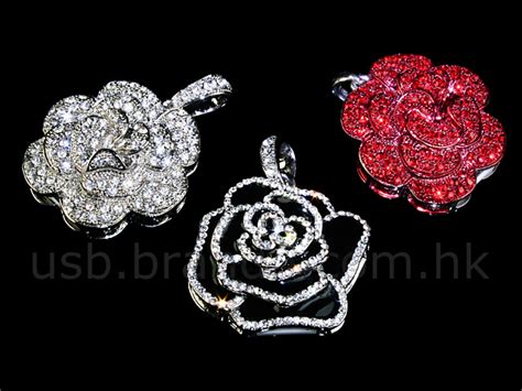 Usb Jewel Rose Necklace Flash Drive