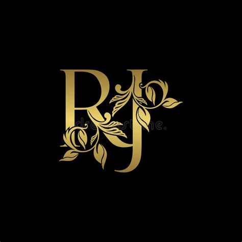letra inicial dorada r y j r j logotipo de lujo icono letra oro vintage logotipo ilustración del