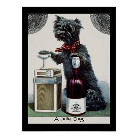Vintage Scottie With Champagne Poster Au