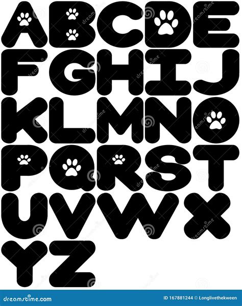 Cute Lettering With Paw Prints And Rounded Ends Stock Photography