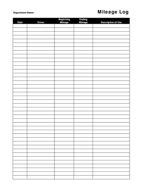 A Mileage Log Is Shown In The Form Of A Blank Sheet For Employees To Use