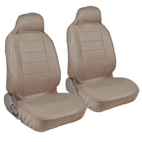 motor trend highback faux leather car seat covers for front seats beige universal fit for car