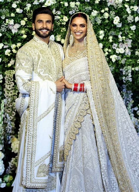 Deepika Padukone And Ranveer Singh Wore Matching White And Golden Sequinned Outfits For Their