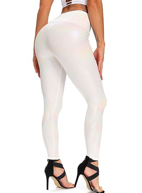 SEASUM Women S High Waist Faux Leather Leggings Sexy Stetchy Workout