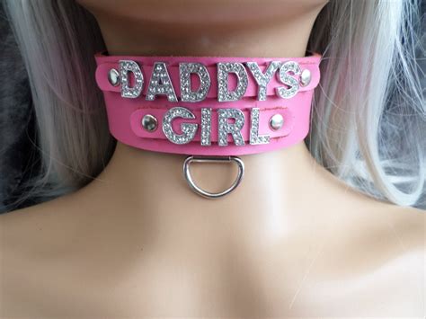 Lockable Daddys Girl Bondage Collar 35mm Wide And Lead 12mm Etsy Uk