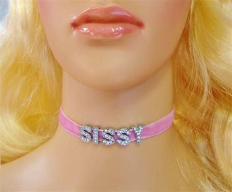 Any Size Personalized Choker Pink Velvet Sissy Bdsm Ddlg Slut Bitch Black Plus Ebay