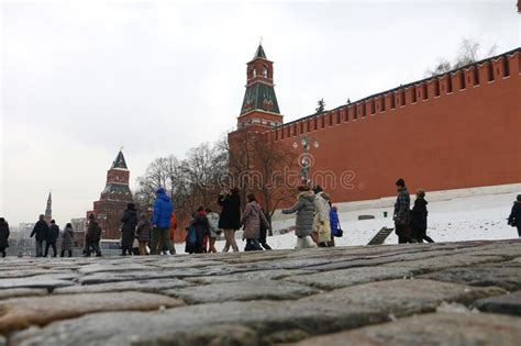 Moscow Russia 2020 Tourists Walk On Red Square In Moscow Editorial