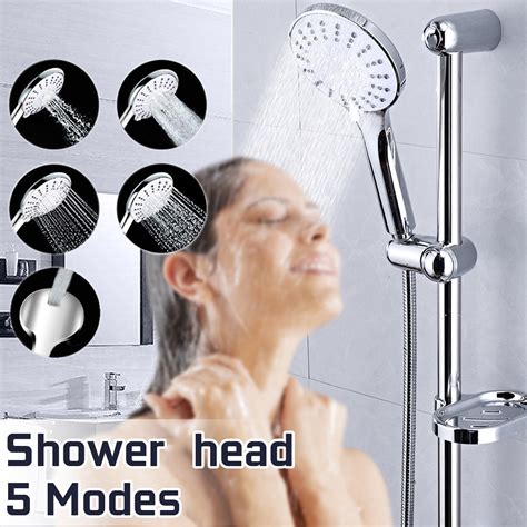 Shower Panels And Massagers 5 Mode Detachable Shower Heads Long Hose Handheld Spray Stainless