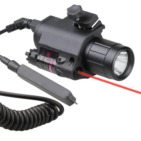 2 In 1 Tactical Flashlight And Red Laser Sight Compact Combo Weaver