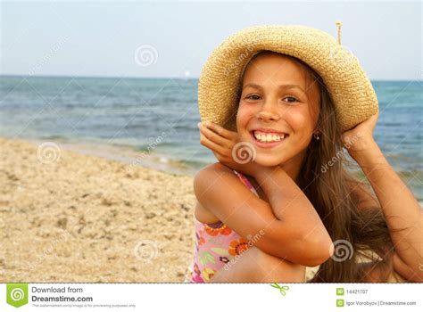 Preteen Girl On Sea Beach Stock Image Image Of Look