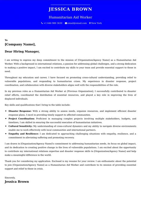 Humanitarian Aid Worker Cover Letter Examples South Africa