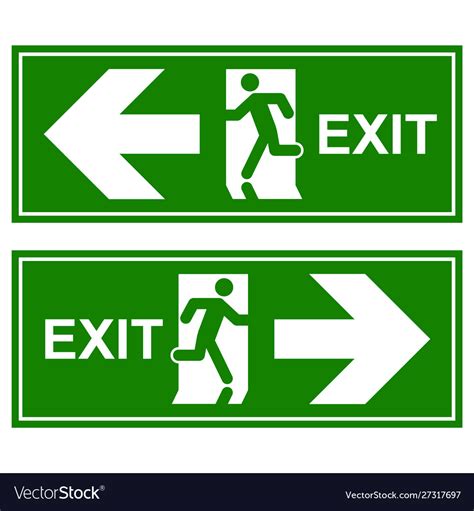 Emergency Exit Sign Man Running Out Fire Exit Vector Image