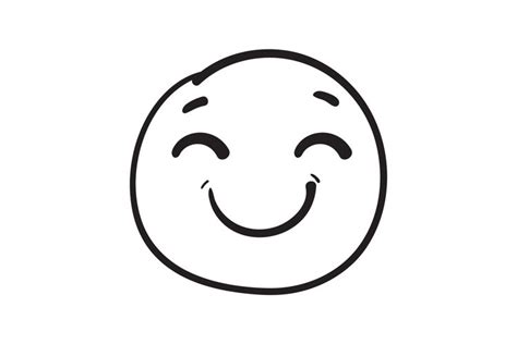 Doodle Smiling Emoji Happy Smile Sketch Vector Illustration