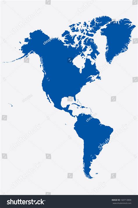 Map Of North And South America Blue On White Background