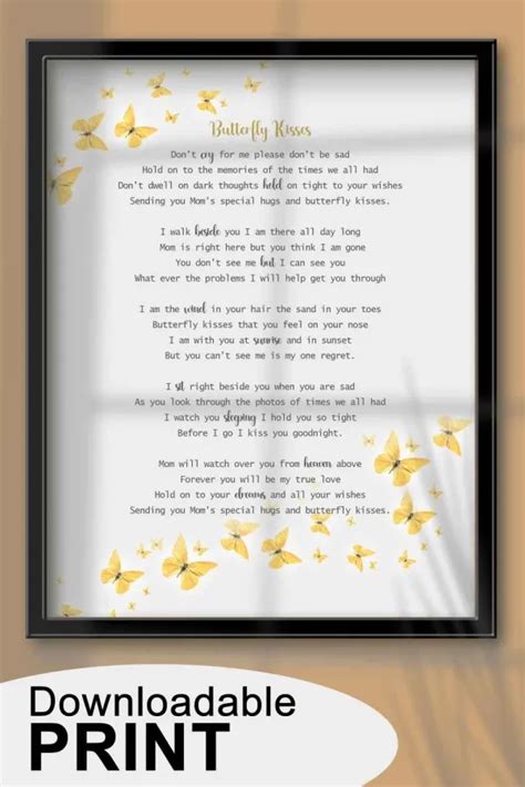 Butterfly Kisses A Popular Funeral Poem