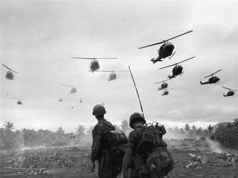 Uh 1 Hueys Of The 1st Air Cavalry Division Flying Over