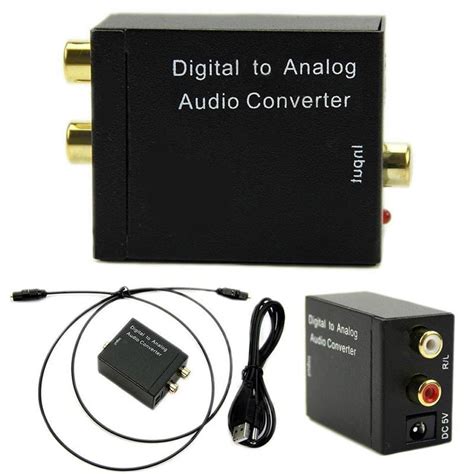 digital optical coax to analog rca l r audio converter adapter with fiber cable and usb cable