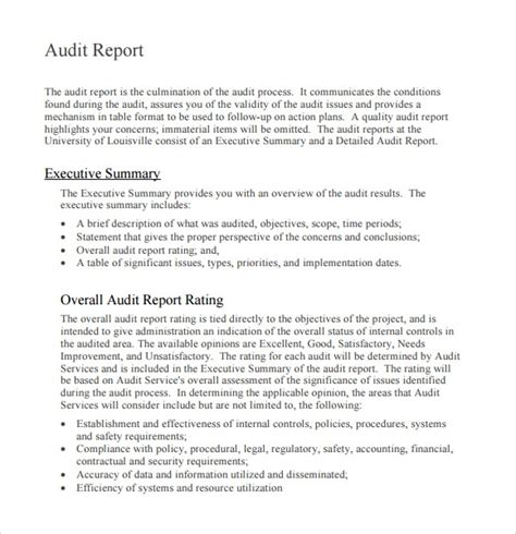 Sample Audit Report 6 Documents In Pdf