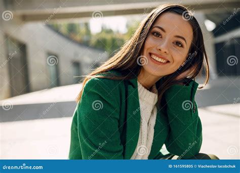 Close Up Of Pleased Girl That Smiling On Camera Stock Image Image Of Outdoors Smile 161595805