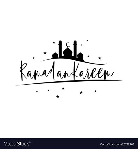 Black And White Ramadan Kareem Typography Ramadan Vector Image