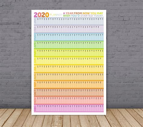 2020 A2 420 X 594mm Wall Calendar Printed On Uncoated Card 50th