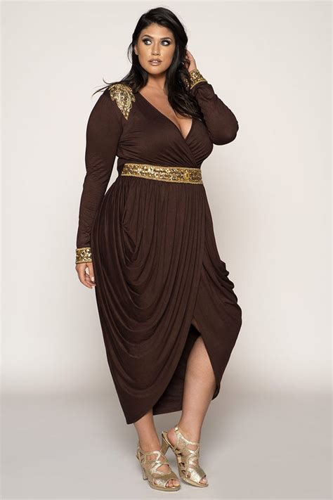 hourglass brown with gold beads egyptian harem wrap over dress curvegirl