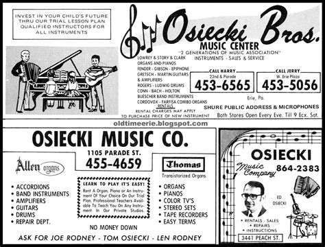 Old Time Erie Musical Instrument Stores In Erie Pa 1970