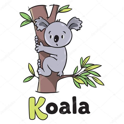 Children Vector Illustration Of Funny Koala Alphabet K — Stock Vector