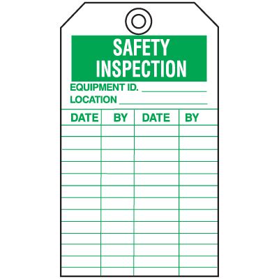 It is vital to check that the harness and fall protection equipment is in good condition every time you want to. Economy Equipment Inspection Tags - Safety | Seton