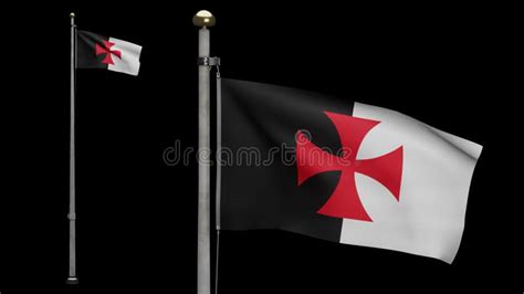 3d Knights Templars Flag On Wind Catholic Military Order Medieval Banner Stock Footage Video