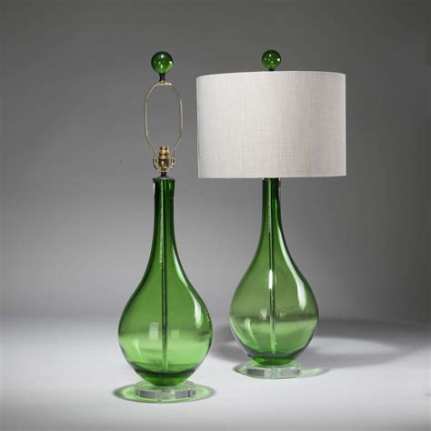 pair of large emerald green glass teardrop lamps on perspex bases lamp green lamp green lamp