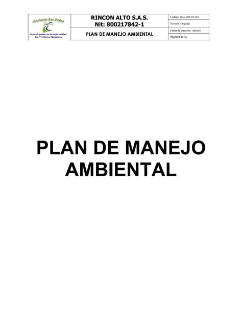 Plan De Manejo Ambiental By Agrourbanan Issuu