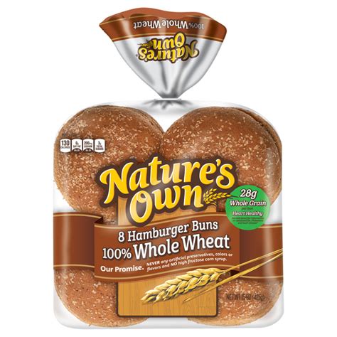 Save On Natures Own Hamburger Buns 100 Whole Wheat 8 Ct Order