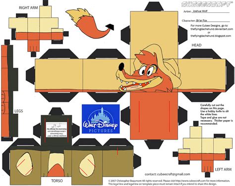 Brer Fox Paper Toy Free Printable Papercraft Templates