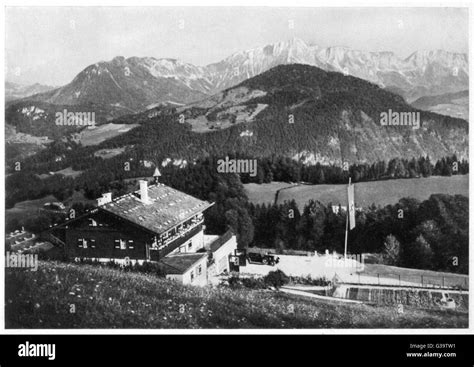 Adolf Hitler Home At Berchtesgaden Obersalzburg With Mountains In