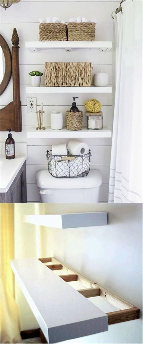 They'll hold the toothbrush holder or a container for small bathroom objects and they will replace a soap dish near the tub at the same time. Best DIY Floating Shelves and Bathroom Ideas | Floating ...