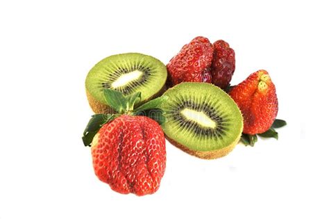Kiwi And Strawberry Stock Image Image Of Fluffy Leaf 9530085