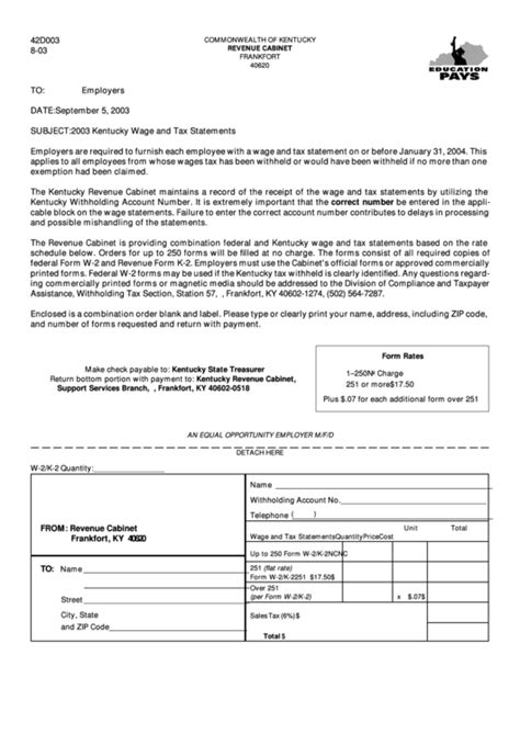 Finance cabinet systems branch ray wilmoth, manager kytc systems branch keith woodside, manager production services branch manager (vacant) messaging platforms branch manager (vacant) collaboration & document mgmt branch katherine estes, mgr. Form 42d003 - Kentucky Wage And Tax Statements - Kentucky ...