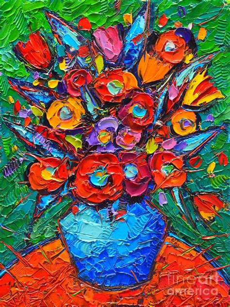 Autumn Colorful Flowers Modern Impressionist Palette Knife