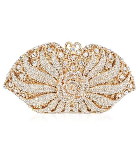 Luxury Crystal Clutch For Women 3d Flower Rhinestone Evening Bag Gold