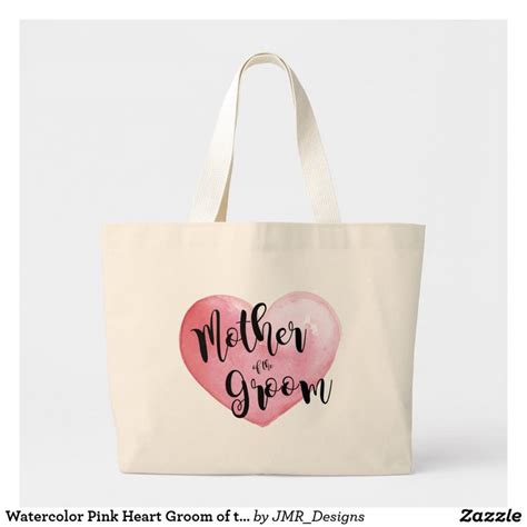 Watercolor Pink Heart Groom Of The Bride Large Tote Bag Zazzle