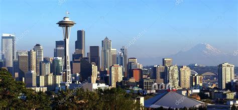 Seattle Skyline Panorama At Sunset Stock Photo By ©rigucci 9649783